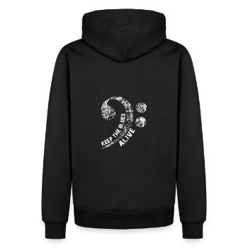 Le blues lives vintage blues design - Sweat à capuche Premium bio Homme - noir - Dos - Nico (187cm)