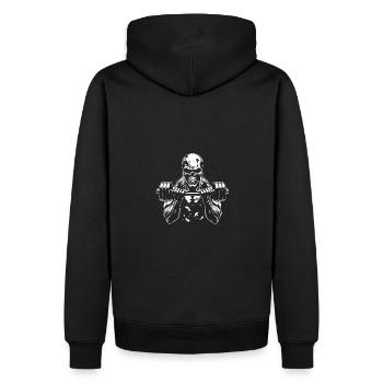 No Limit Workout Bodybuilding Skull mit Hantel - Männer Premium Bio Hoodie - Schwarz - Hinten - Nico (187cm)