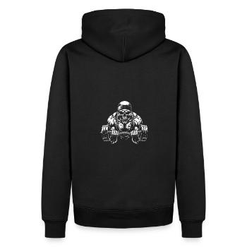 No Limit Workout Bodybuilding Skull with Dumbbell - Men’s Premium Organic Hoodie - black - Back - Nico (187cm)