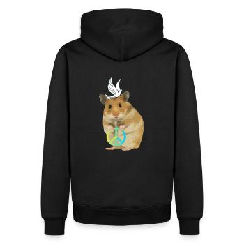 Hamster Menno Frieden Peace Friedenstaube - Männer Premium Bio Hoodie - Schwarz - Hinten - Nico (187cm)