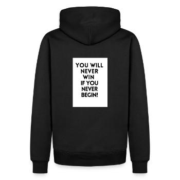 Du wirst nie gewinnen - Männer Premium Bio Hoodie - Schwarz - Hinten - Nico (187cm)