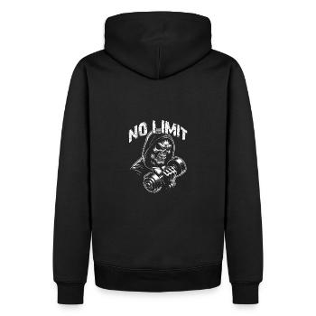 No Limit Workout Bodybuilding Skull with Dumbbell - Men’s Premium Organic Hoodie - black - Back - Nico (187cm)