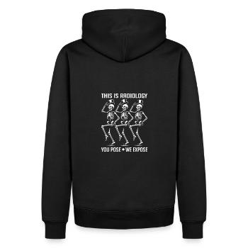 Tanzende Skelette lustiger Radiologie Spruch - Männer Premium Bio Hoodie - Schwarz - Hinten - Nico (187cm)