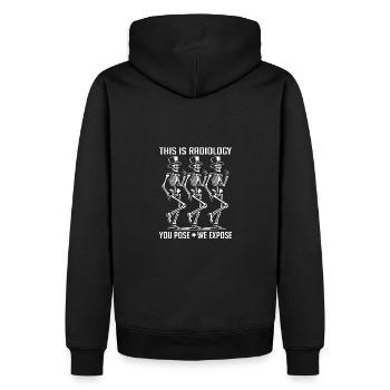 Tanzende Skelette lustiger Radiologie Spruch - Männer Premium Bio Hoodie - Schwarz - Hinten - Nico (187cm)