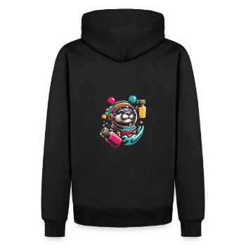 Drôle de loutre avec beaucoup de couleurs vives - Sweat à capuche Premium bio Homme - noir - Dos - Nico (187cm)