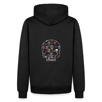 Buntes dekoratives Skullmuster - Männer Premium Bio Hoodie - Schwarz - Hinten - Nico (187cm)