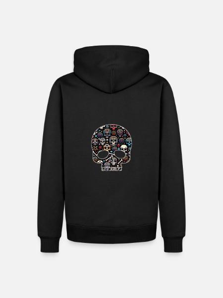 Buntes dekoratives Skullmuster - Männer Premium Bio Hoodie - Schwarz