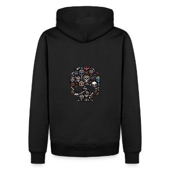 Buntes dekoratives Skullmuster - Männer Premium Bio Hoodie - Schwarz - Hinten - Nico (187cm)