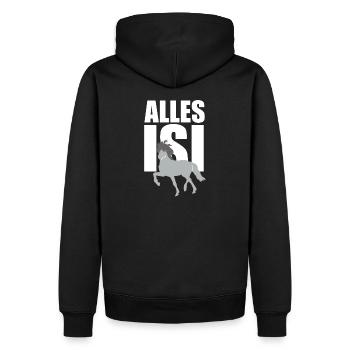 ALLES ISI - Männer Premium Bio Hoodie - Schwarz - Hinten - Nico (187cm)