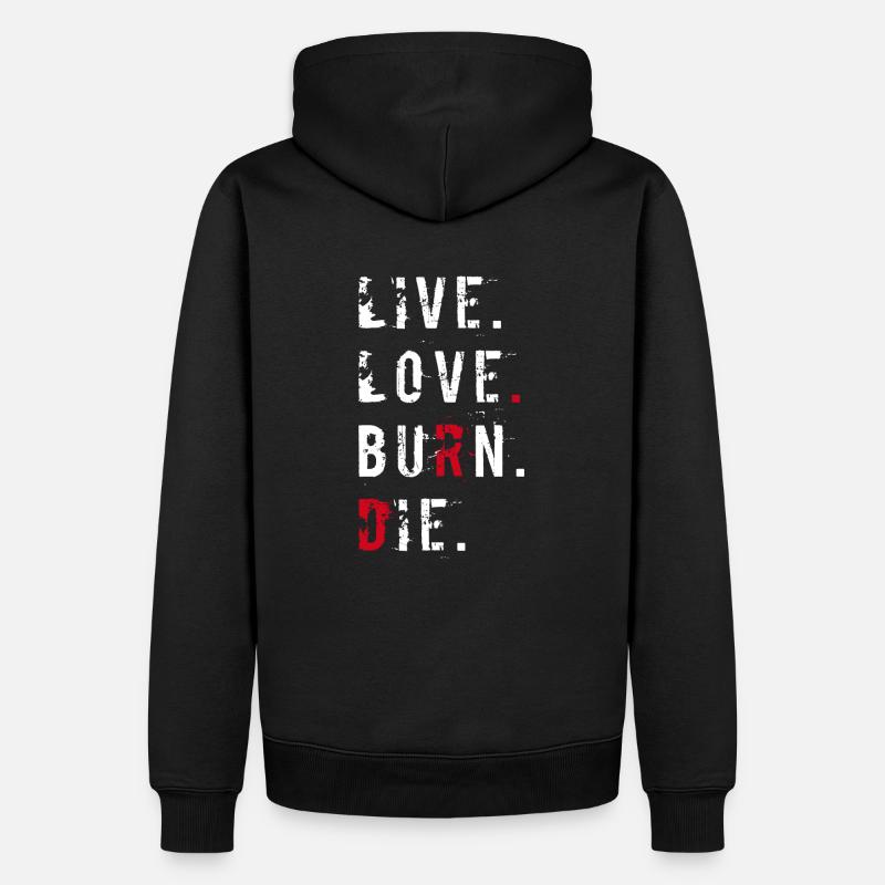 Live love burn le - Sweat à capuche Premium bio Homme - noir
