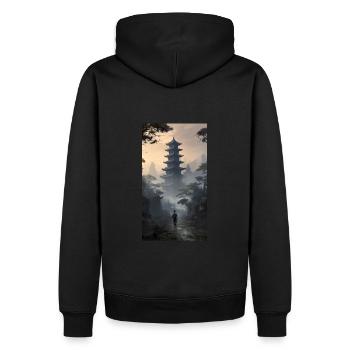 Aventure apocalyptique avec temple - Sweat à capuche Premium bio Homme - noir - Dos - Nico (187cm)