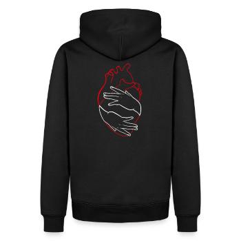 Love your heart red and white linework - Men’s Premium Organic Hoodie - black - Back - Nico (187cm)