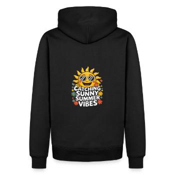 Moments d’été ensoleillés Vibrations Soleil d’été - Sweat à capuche Premium bio Homme - noir - Dos - Nico (187cm)
