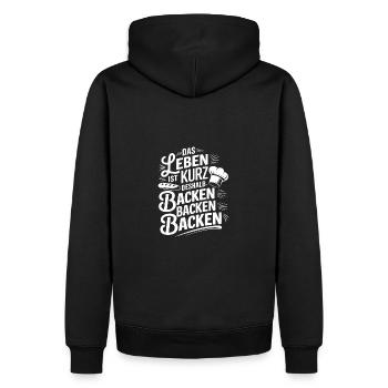 Das Leben ist kurz - nutze es zum Backen - Männer Premium Bio Hoodie - Schwarz - Hinten - Nico (187cm)