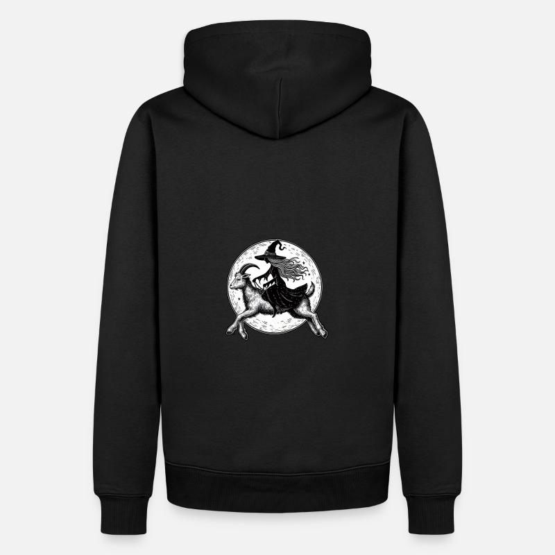 Une sorcière chevauche un bouc - Sweat à capuche Premium bio Homme - noir