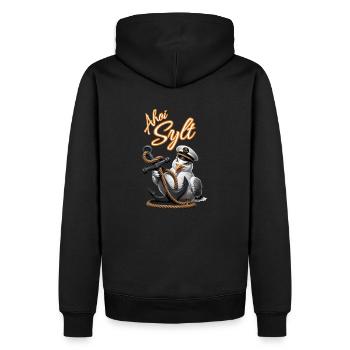 Ahoy Sylt Seagull avec ancre - Sweat à capuche Premium bio Homme - noir - Dos - Nico (187cm)