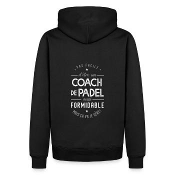 coach Padel formidable cadeau sport tennis - Sweat à capuche Premium bio Homme - noir - Dos - Nico (187cm)