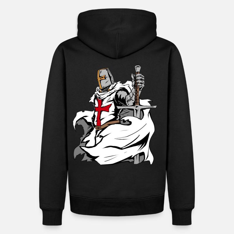 L’épée des Templiers Croix Deus Vult - Sweat à capuche Premium bio Homme - noir