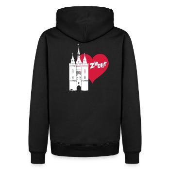Sassenpoort Zwolle 3 - Männer Premium Bio Hoodie - Schwarz - Hinten - Nico (187cm)