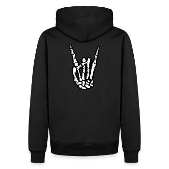 Devils Horn Rock Hand - Männer Premium Bio Hoodie - Schwarz - Hinten - Nico (187cm)