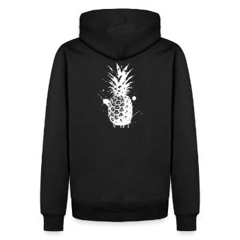 Ananas-Spray White - Männer Premium Bio Hoodie - Schwarz - Hinten - Nico (187cm)