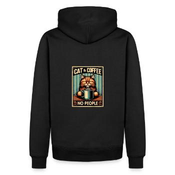 Le chat et le café, pas les gens - Sweat à capuche Premium bio Homme - noir - Dos - Nico (187cm)