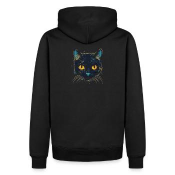 Katzenkopf Schwarze Katze Bombay Happy Cat Katzen - Männer Premium Bio Hoodie - Schwarz - Hinten - Nico (187cm)