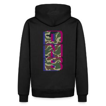 DNB Camo Vert Original Junglist Drum n Bass - Männer Premium Bio Hoodie - Schwarz - Hinten - Nico (187cm)
