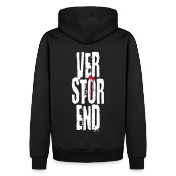 Verstörend - Männer Premium Bio Hoodie - Schwarz - Hinten - Nico (187cm)