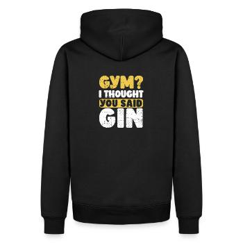 Gym? I Thought You Said Gin Funny Gym Thought Gin - Men’s Premium Organic Hoodie - black - Back - Nico (187cm)