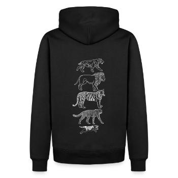 Evolution Katze Tiger Gepard Löwe Senkrecht weiß - Männer Premium Bio Hoodie - Schwarz - Hinten - Nico (187cm)