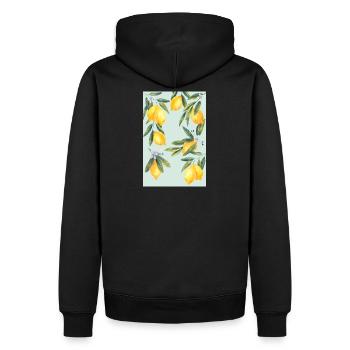 Zitronen - Männer Premium Bio Hoodie - Schwarz - Hinten - Nico (187cm)