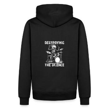 Squelette de crâne de batteur sur la batterie - Sweat à capuche Premium bio Homme - noir - Dos - Nico (187cm)