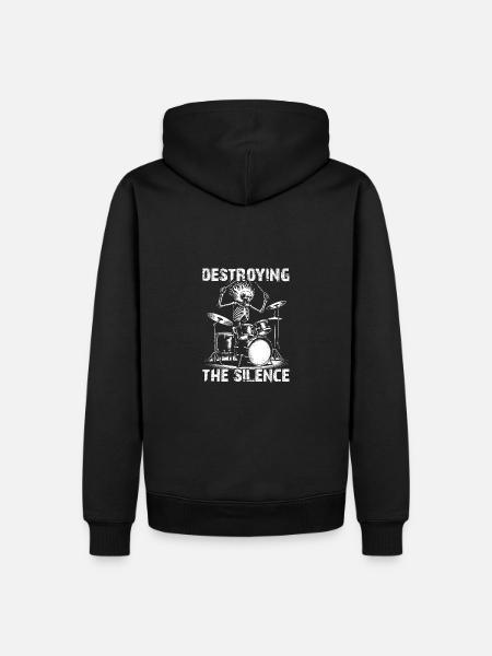 Drummer Skull Skelett am Drumset - Männer Premium Bio Hoodie - Schwarz