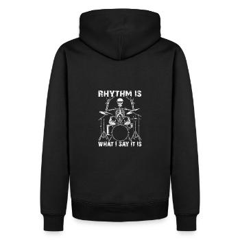 Squelette de crâne de batteur sur la batterie - Sweat à capuche Premium bio Homme - noir - Dos - Nico (187cm)