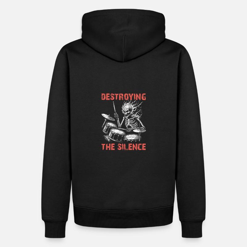 Squelette de crâne de batteur sur la batterie - Sweat à capuche Premium bio Homme - noir