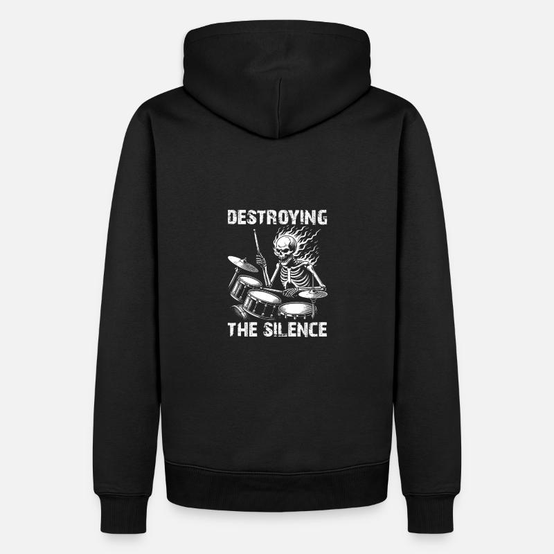 Drummer Skull Skelett am Drumset - Männer Premium Bio Hoodie - Schwarz