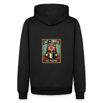 Le chat et le café, pas les gens - Sweat à capuche Premium bio Homme - noir - Dos - Nico (187cm)