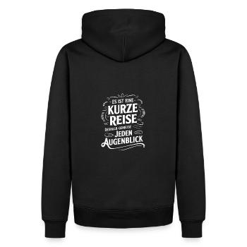 Das Leben ist eine kurze Reise - nutze die Zeit - Männer Premium Bio Hoodie - Schwarz - Hinten - Nico (187cm)