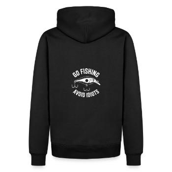 Fischen gehen und Menschen vermeiden - Männer Premium Bio Hoodie - Schwarz - Hinten - Nico (187cm)