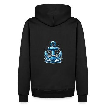 Grande ancre bleue avec motif marin - Sweat à capuche Premium bio Homme - noir - Dos - Nico (187cm)
