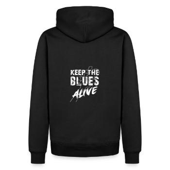 Der Blues lebt Keep the Blues alive - Männer Premium Bio Hoodie - Schwarz - Hinten - Nico (187cm)