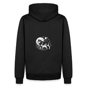 Wolf und Lamm wir können alle Freunde sein - Männer Premium Bio Hoodie - Schwarz - Hinten - Nico (187cm)