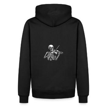 Squelette de crâne avec squelette de violon jouant du violon - Sweat à capuche Premium bio Homme - noir - Dos - Nico (187cm)