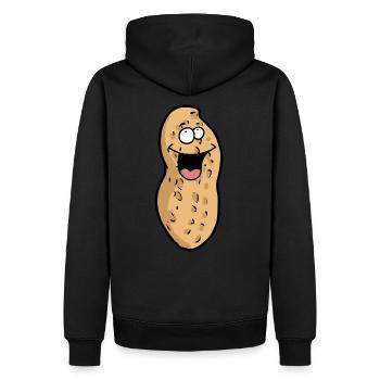 Fröhliche Erdnuss Emotion Gefühle lustig fröhlich - Männer Premium Bio Hoodie - Schwarz - Hinten - Nico (187cm)