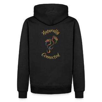 Naturally Connected Rainbowfüße - Männer Premium Bio Hoodie - Schwarz - Hinten - Nico (187cm)