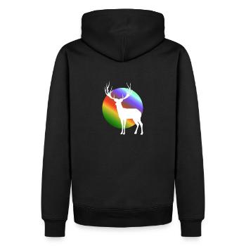 Weißer Hirsch - Männer Premium Bio Hoodie - Schwarz - Hinten - Nico (187cm)