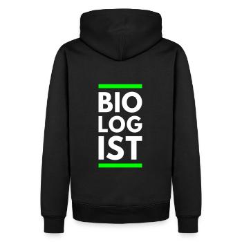 Biologiste (deux lignes) - Sweat à capuche Premium bio Homme - noir - Dos - Nico (187cm)