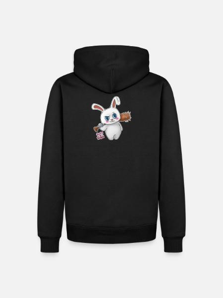 Bunny menace - mignon et grossier - Sweat à capuche Premium bio Homme - noir