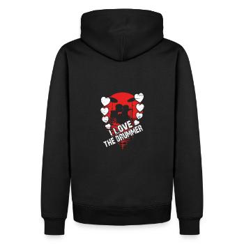 J’adore le batteur - j’adore la batterie - Sweat à capuche Premium bio Homme - noir - Dos - Nico (187cm)